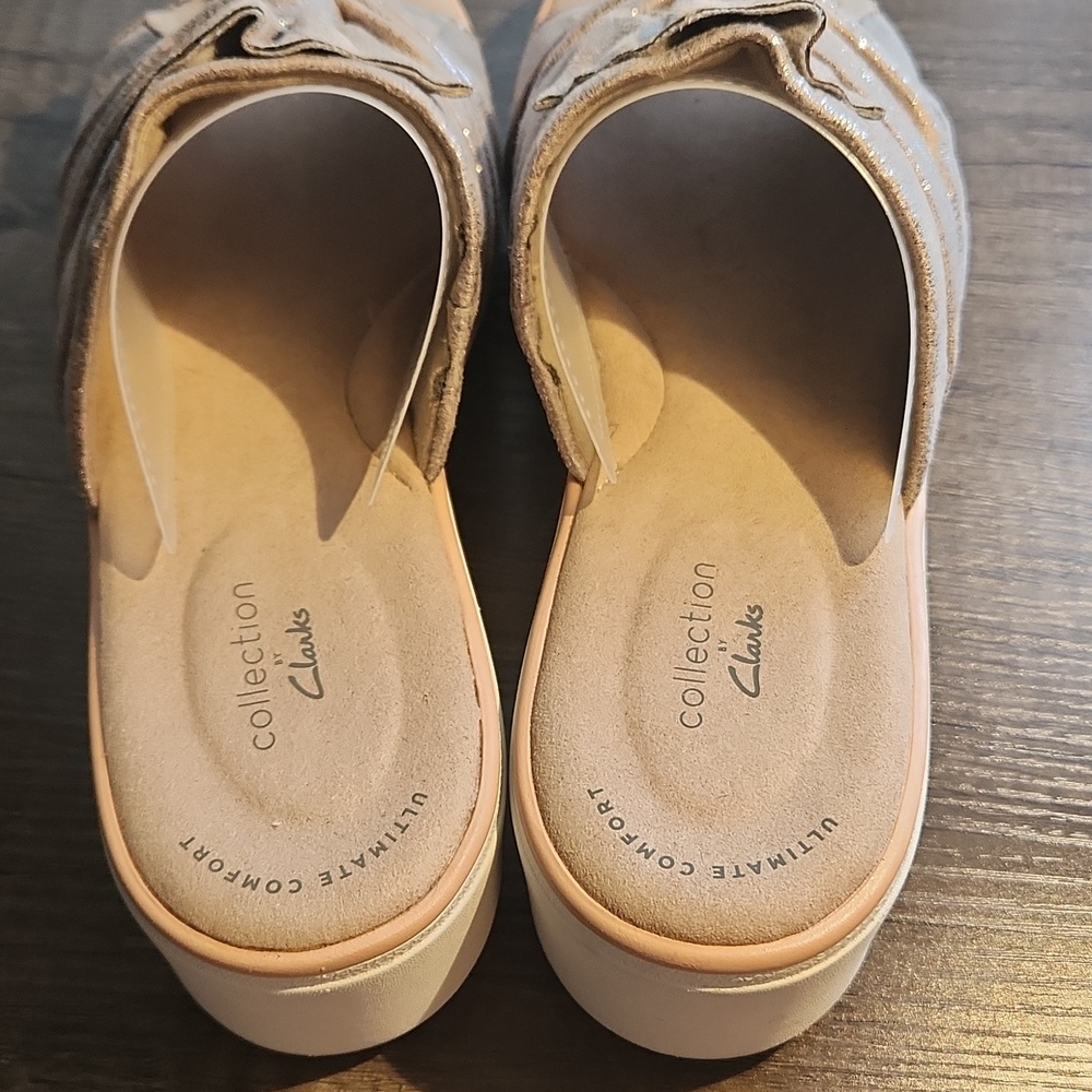 Clarks Suede Sparkle Slip-On Shoe - Neutral Tan - Picture 9 of 10
